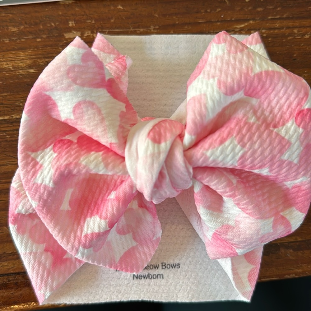 Pink watercolor hearts headband bow Great